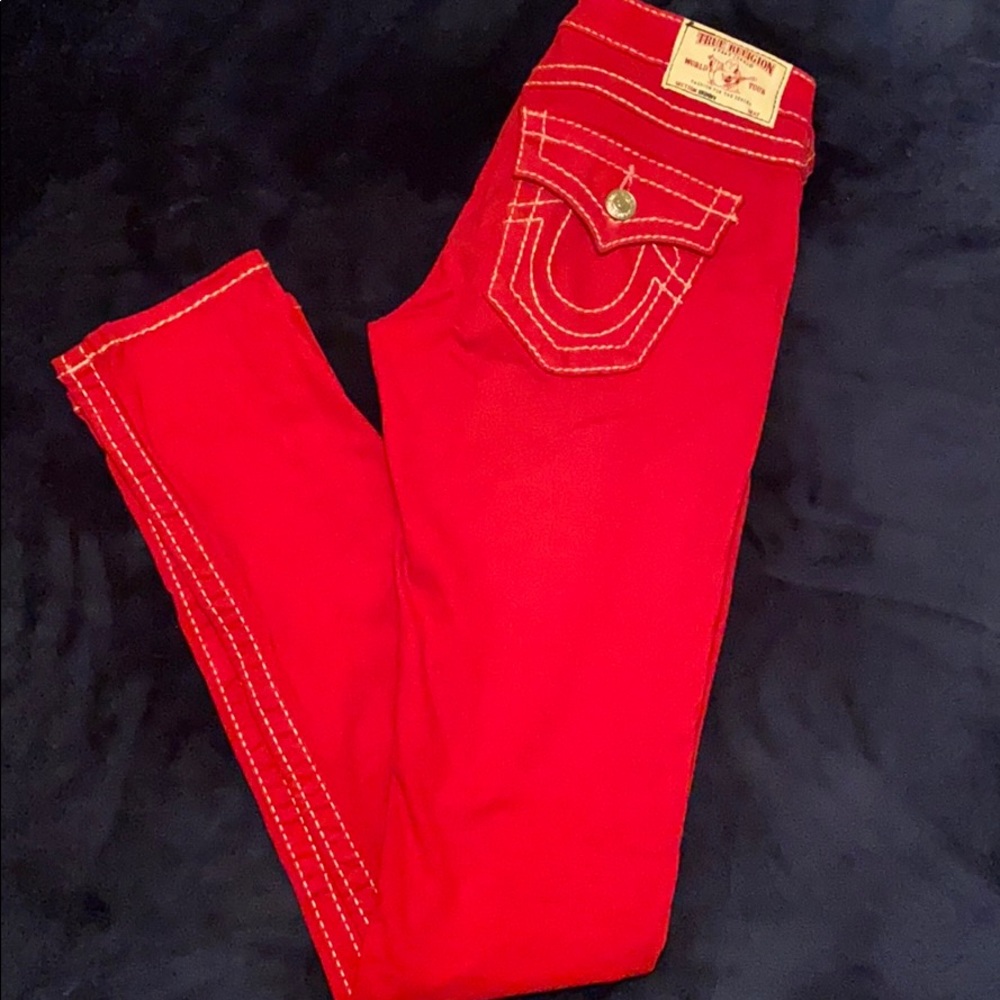 True Religion Red Skinny Jeans